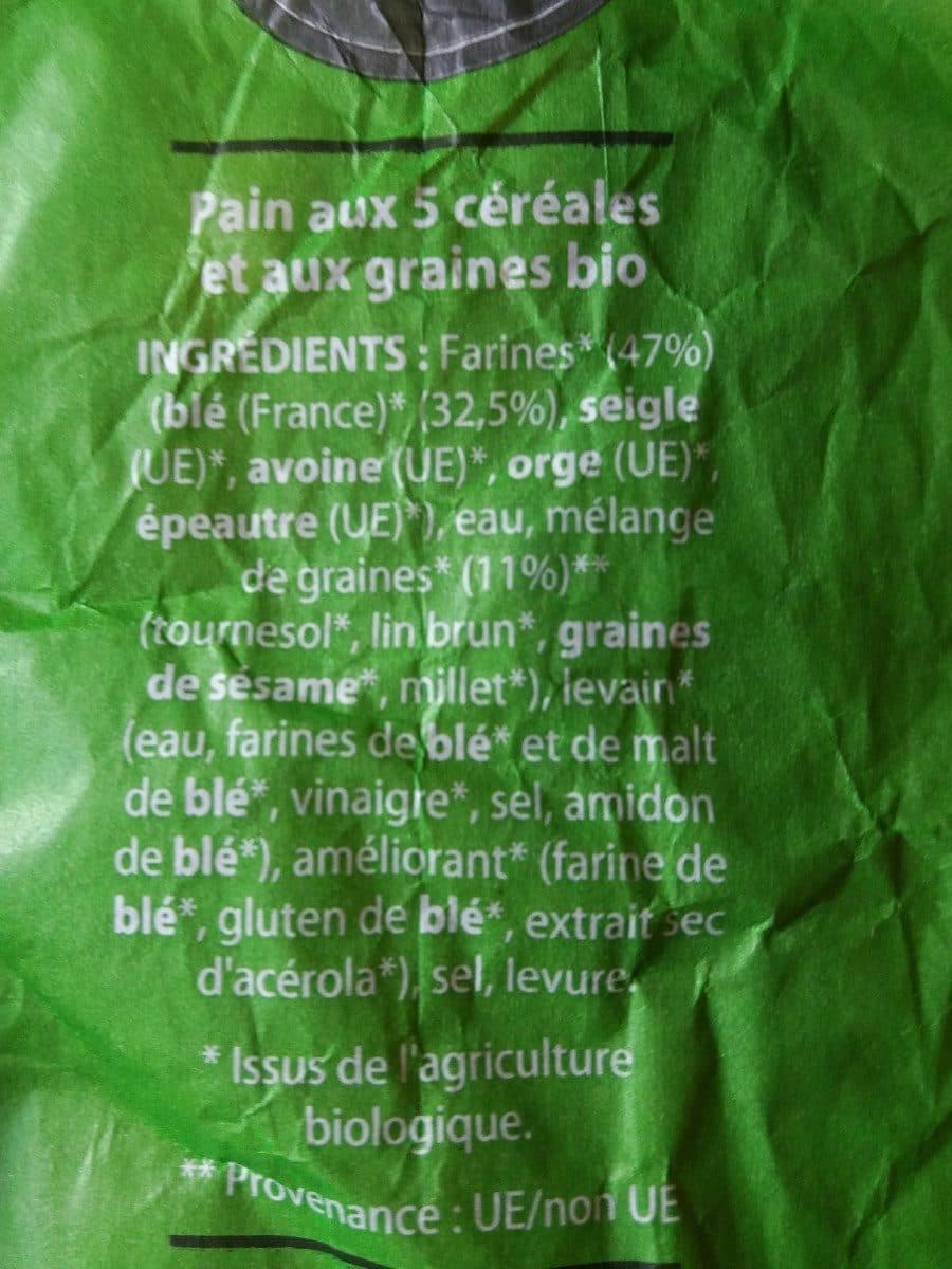 Open Food Facts Pain aux 5 céréales et aux graines bio packshot
