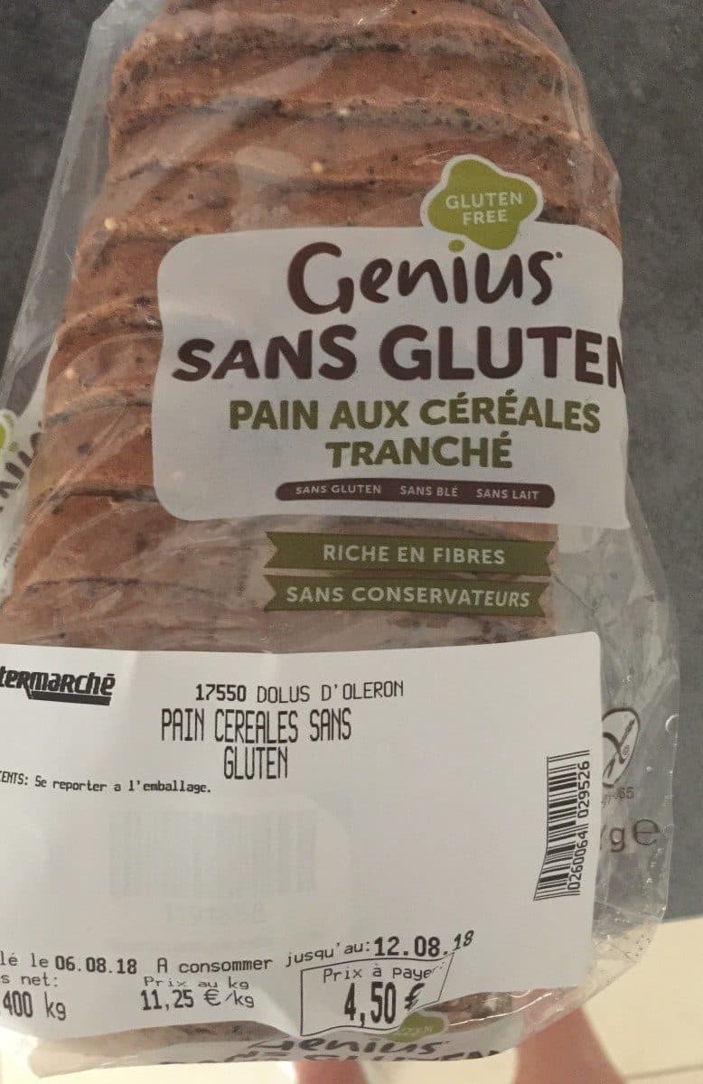 Open Food Facts Pain cereales tranché sand gluten packshot