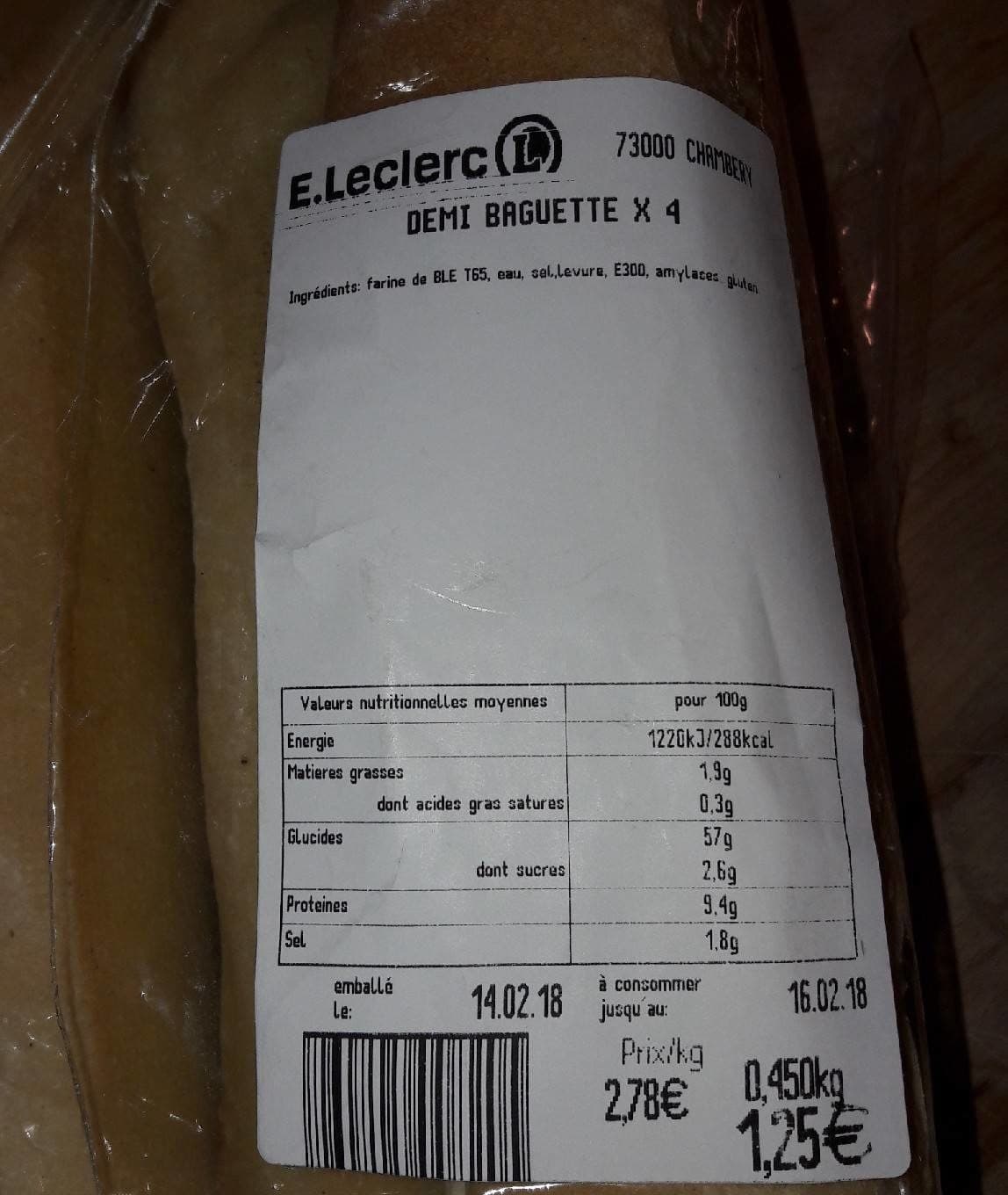 Leclerc Demi-baguette packshot