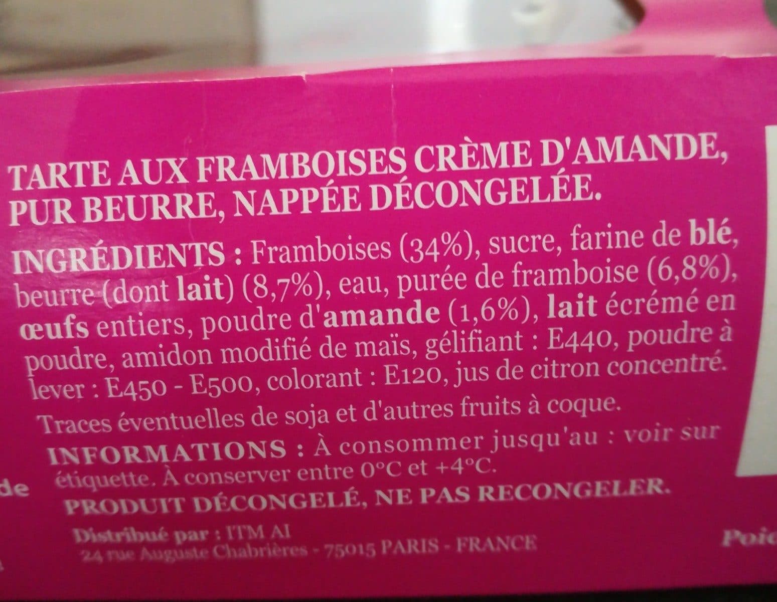 Open Food Facts Tarte Framboise packshot