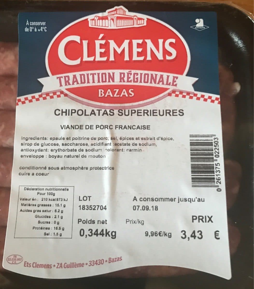 Open Food Facts Chipolatas supérieures packshot