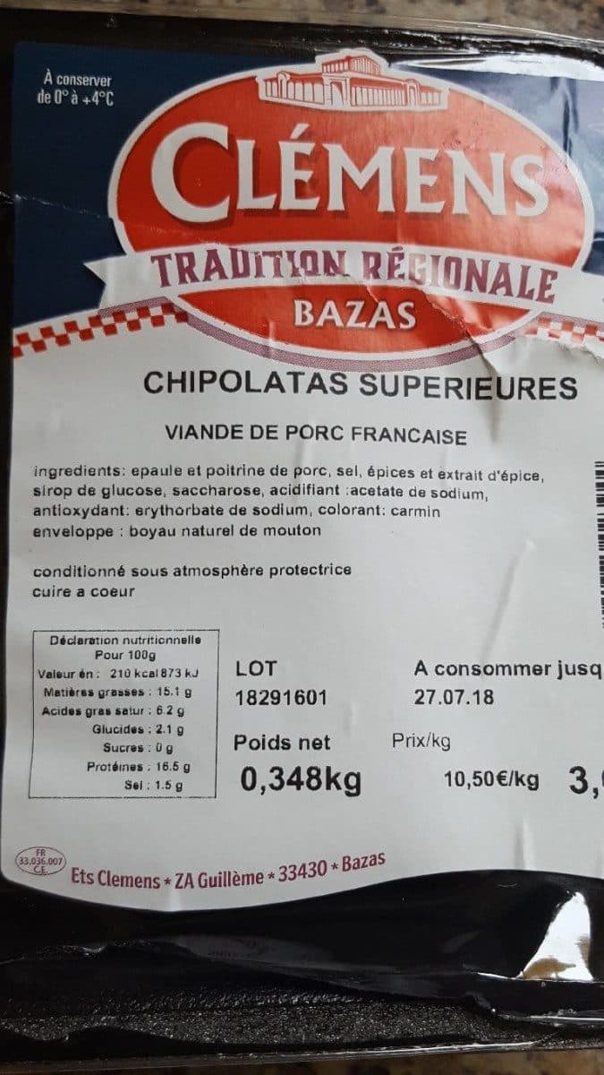 Open Food Facts Chipolatas packshot