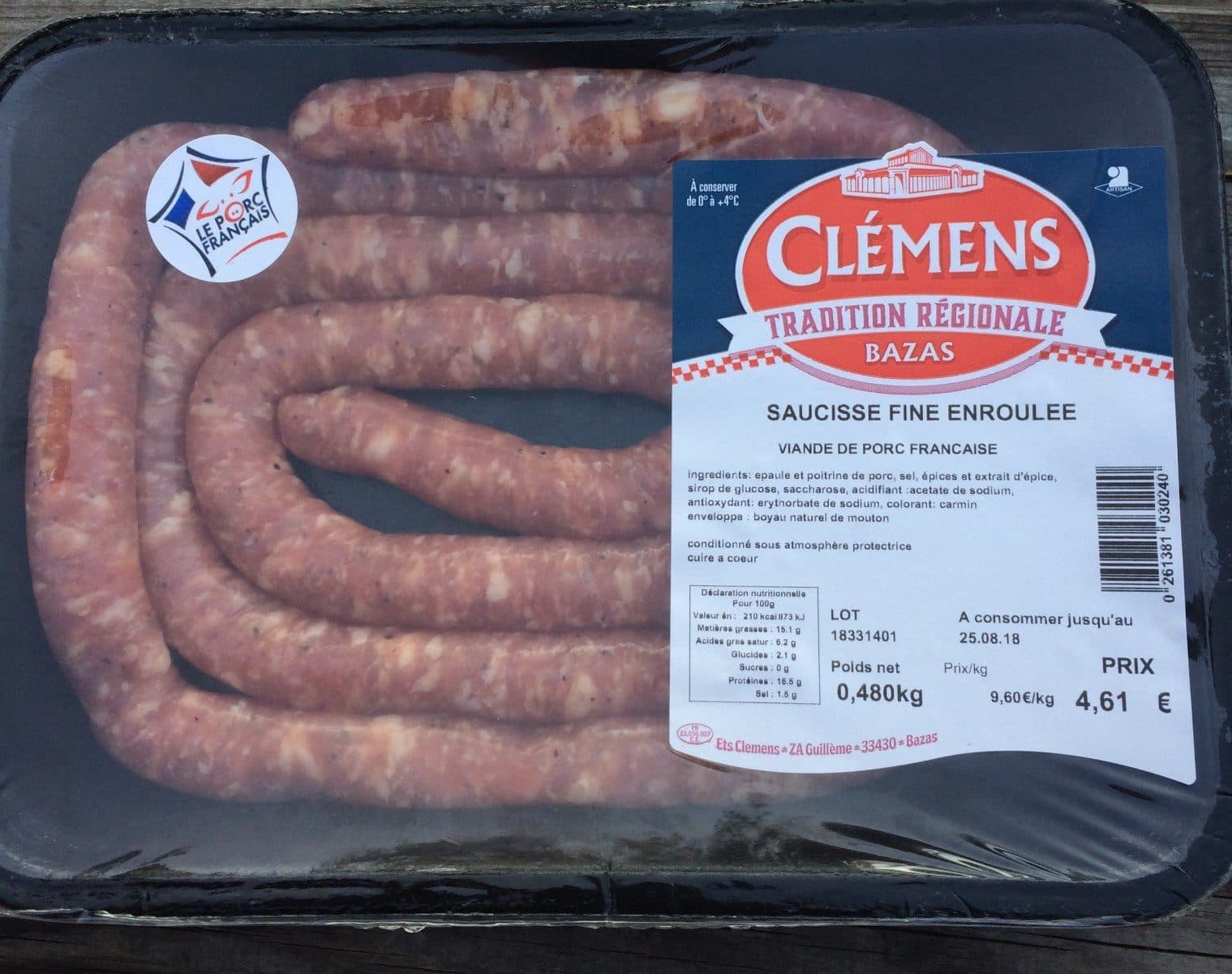 Open Food Facts Saucisse fine enroulée packshot