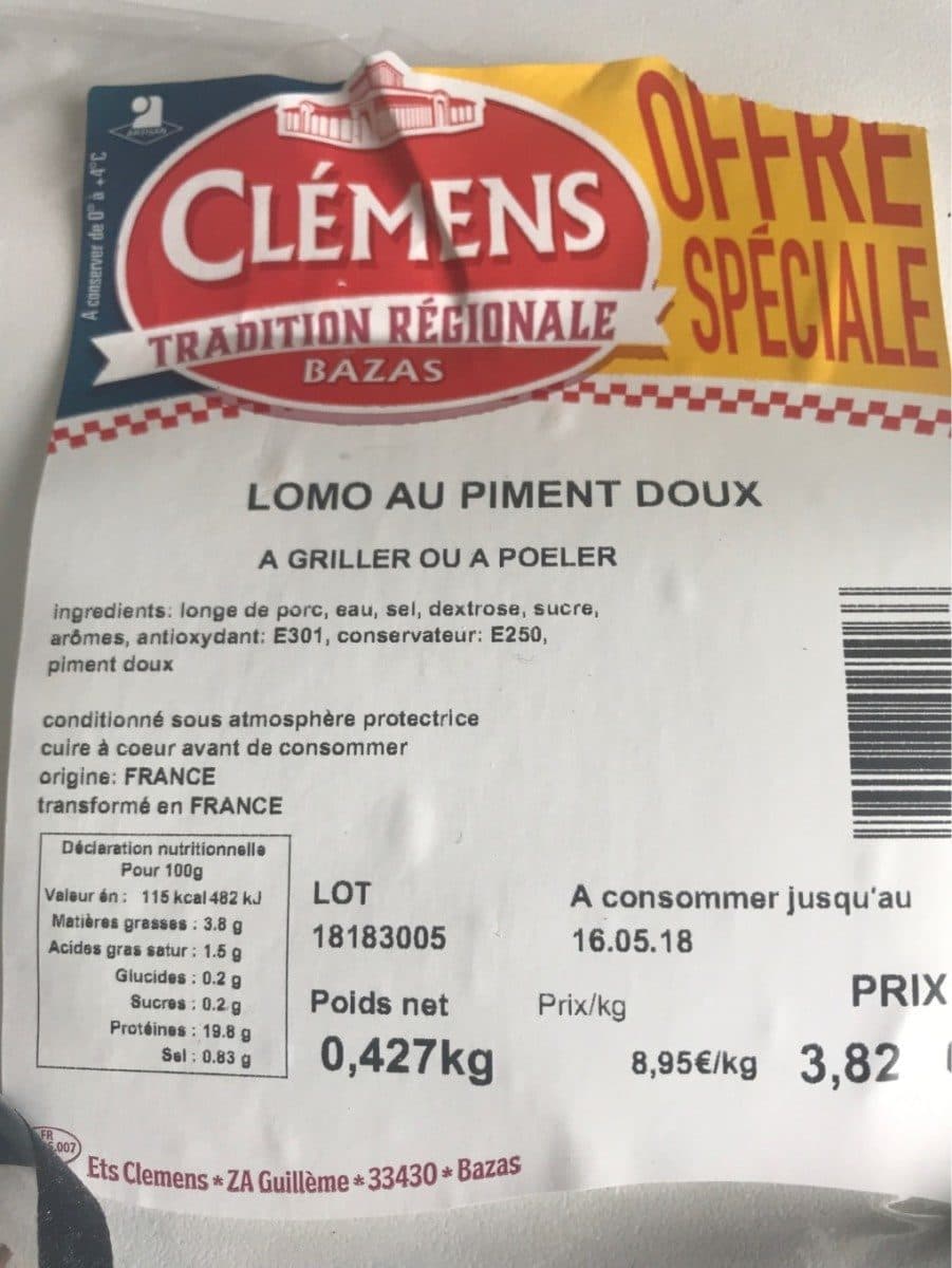 Open Food Facts Lomo au piment doux packshot
