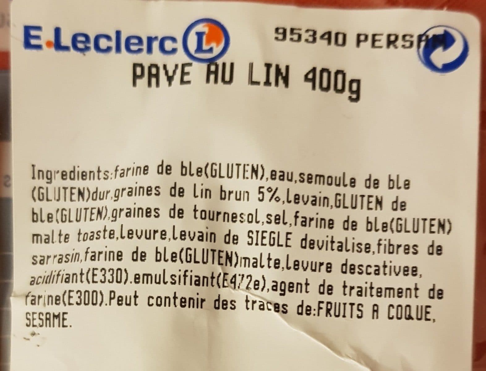 Open Food Facts PAVE AU LIN 400g packshot
