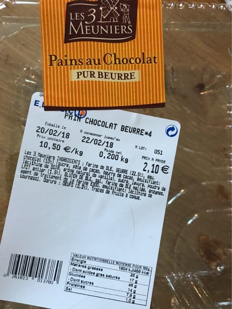 Les 3 Meuniers Pain au chocolat pur beurre packshot