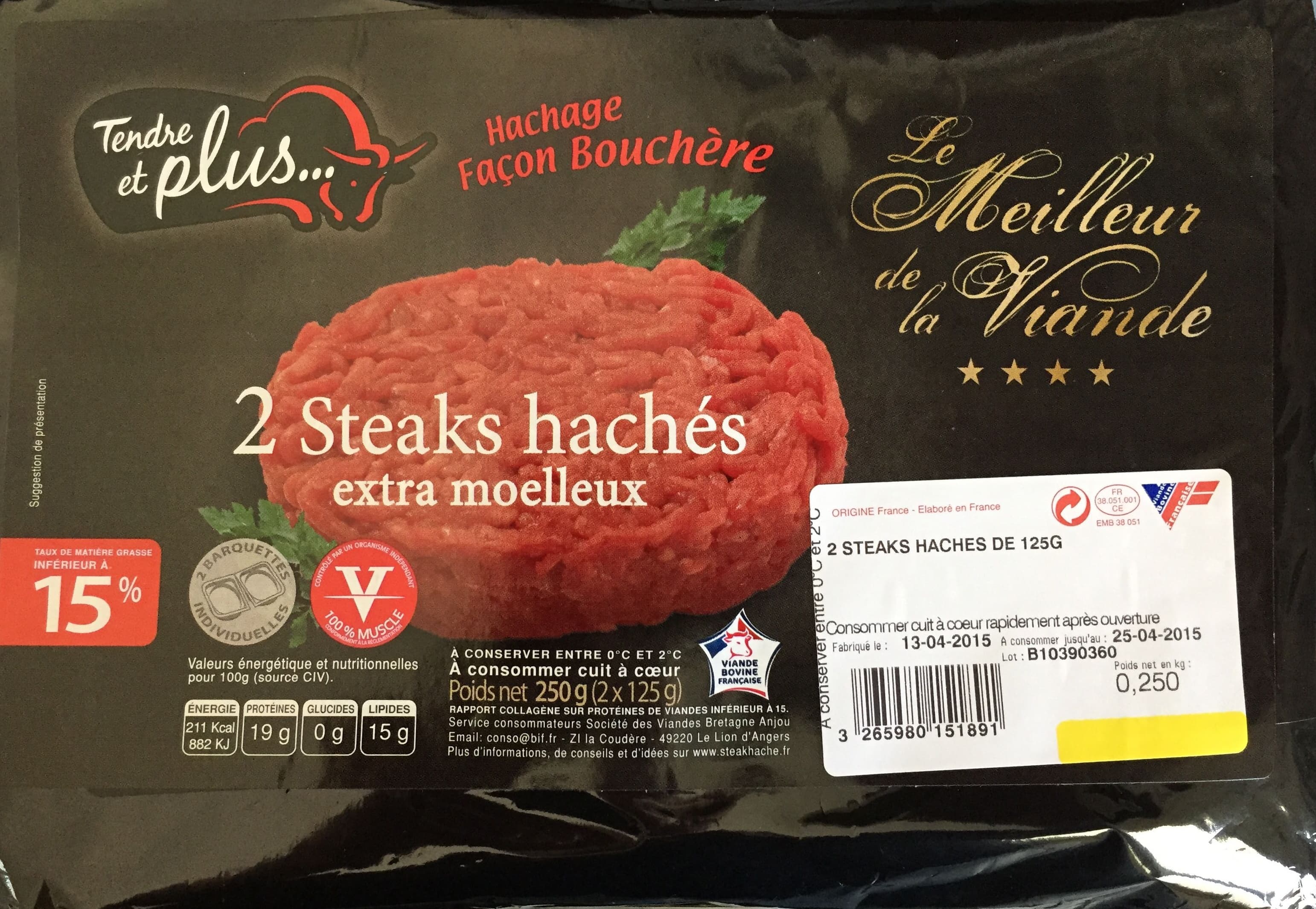 Tendre et plus… 2 steaks hachés packshot