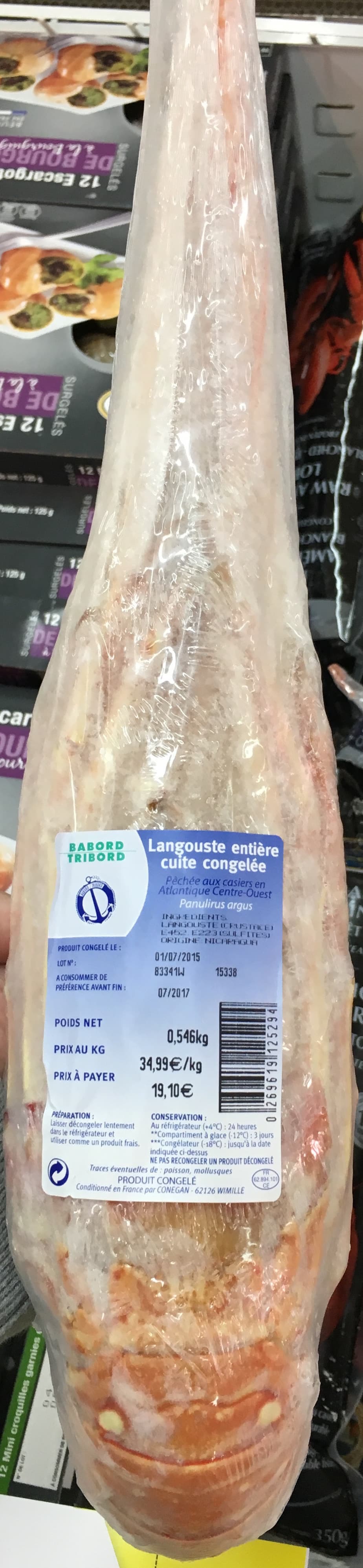 Babord Tribord Langouste entière cuite congelée packshot