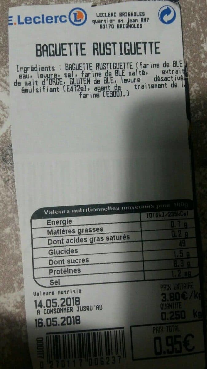 Open Food Facts Baguette rustiquette packshot
