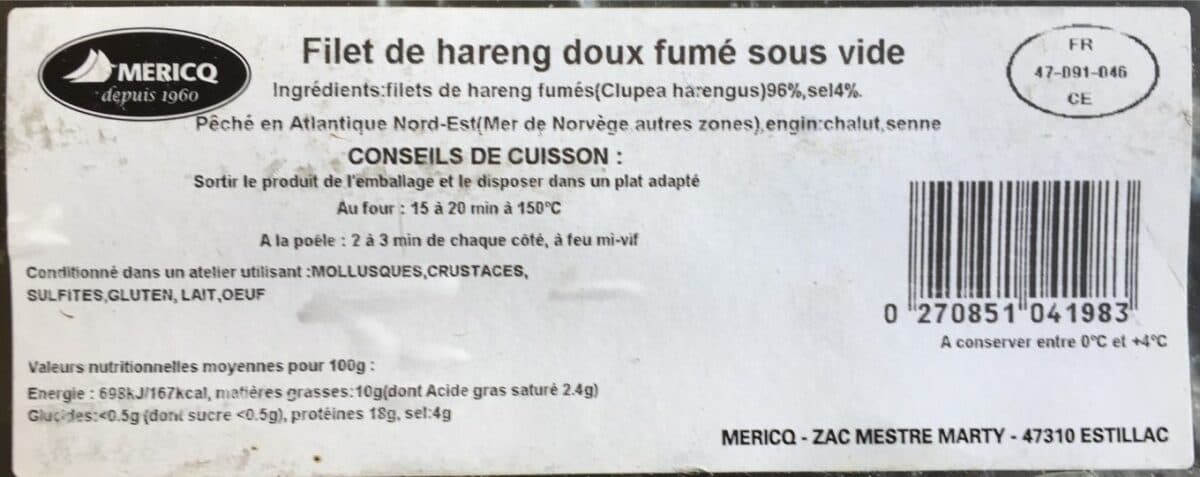 Open Food Facts Filet de hareng doux fumé packshot