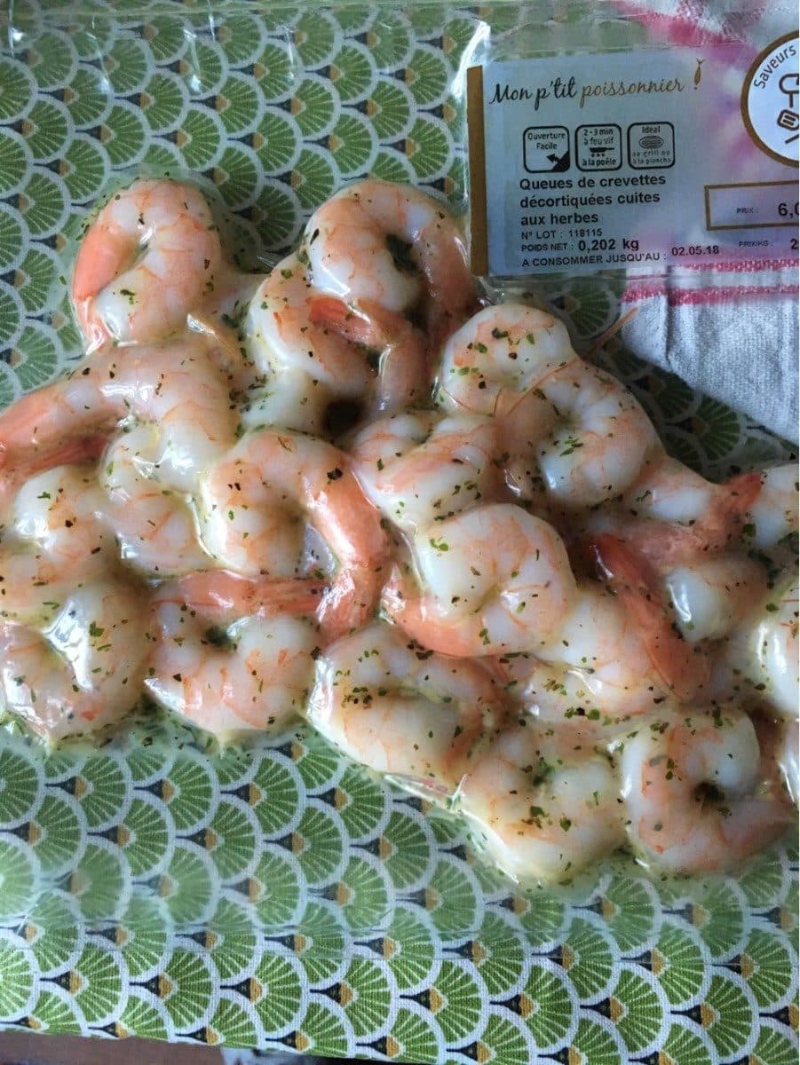 Open Food Facts Queues de crevettes decortiquees cuites aux herbes packshot