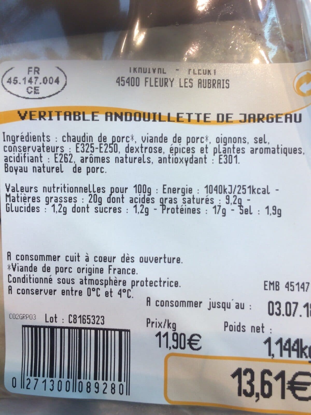 Open Food Facts Andouillette de Jargeau packshot