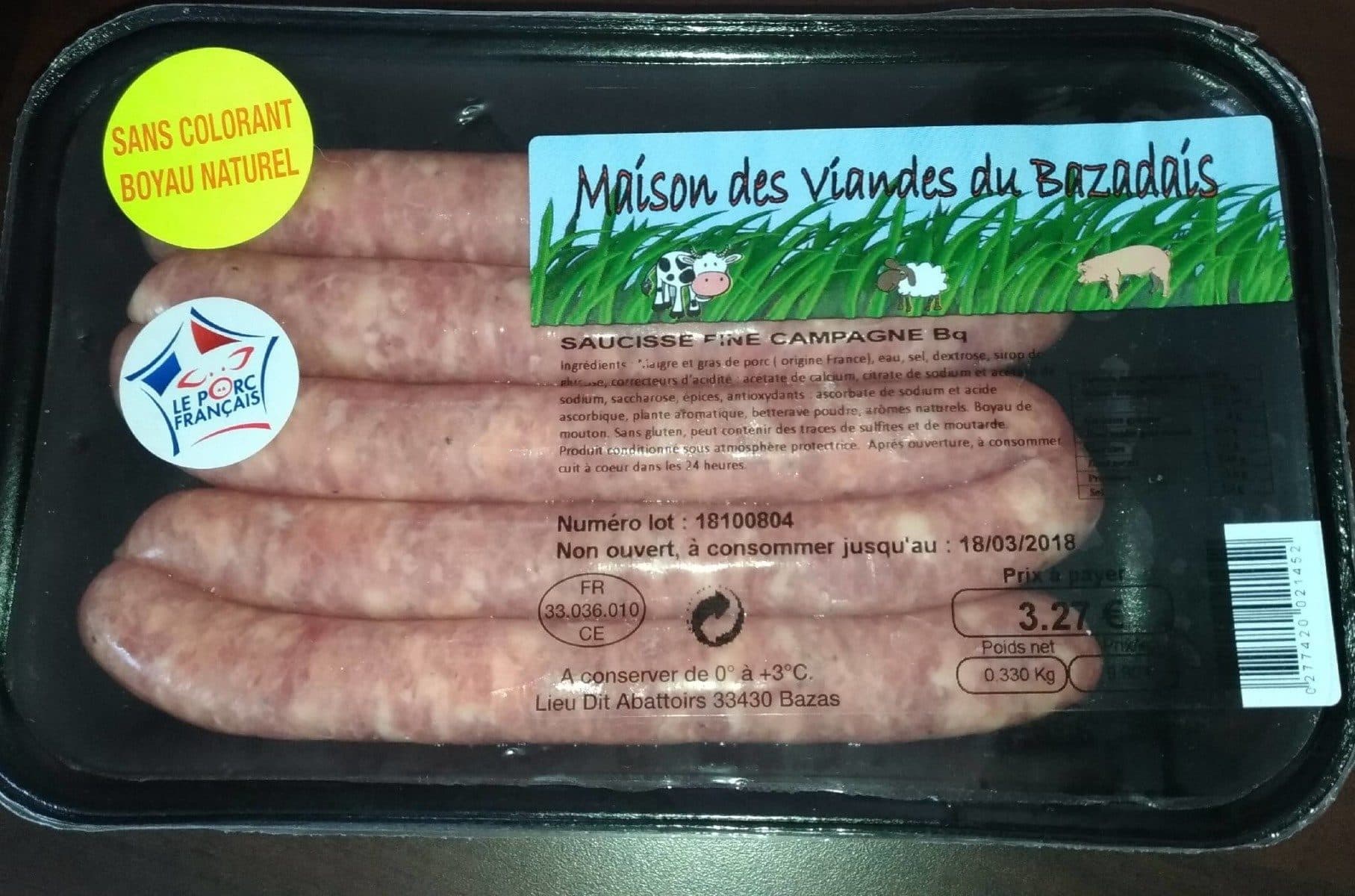 Open Food Facts Saucisse fine campagne packshot