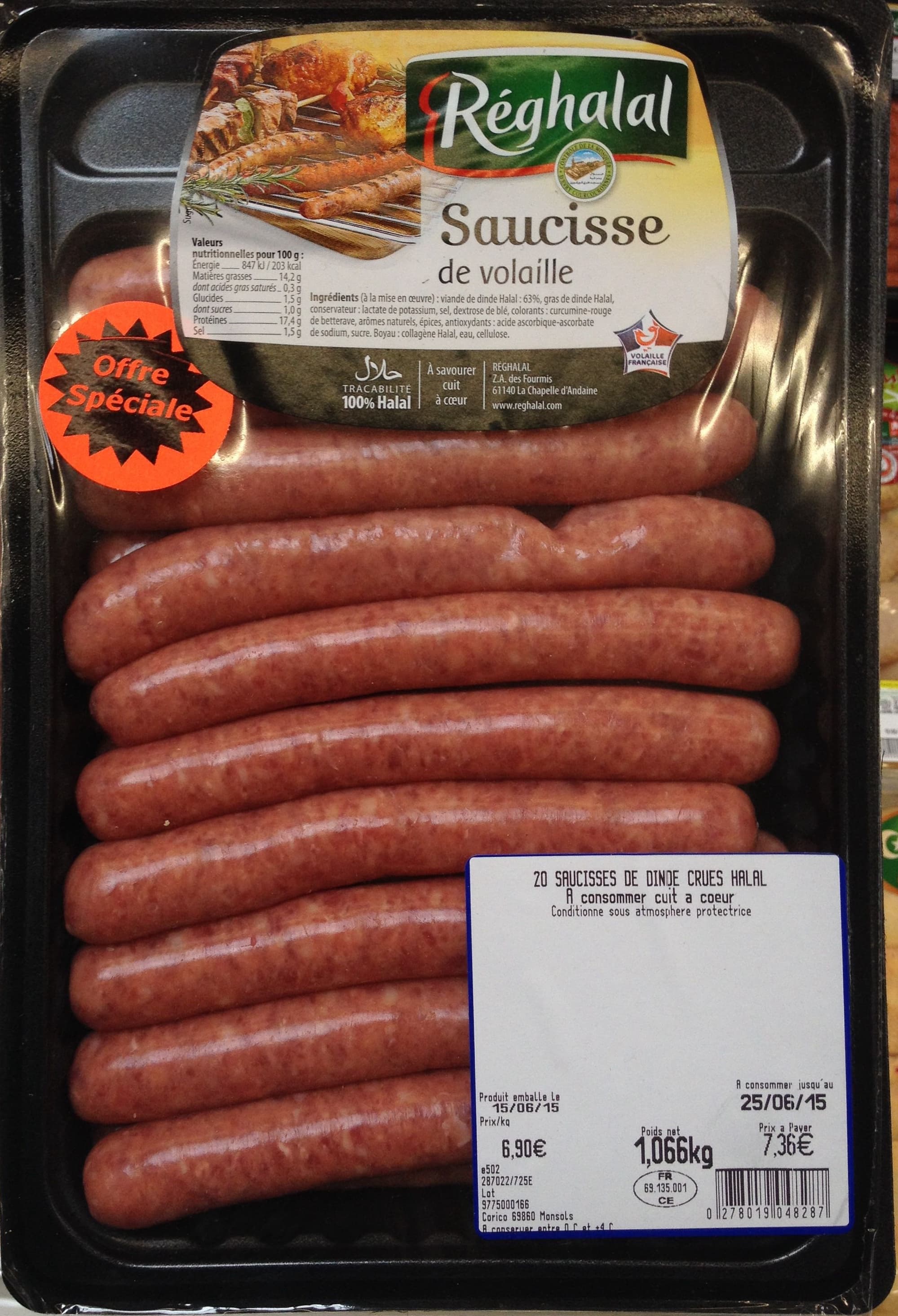 Réghalal Saucisse de volaille packshot