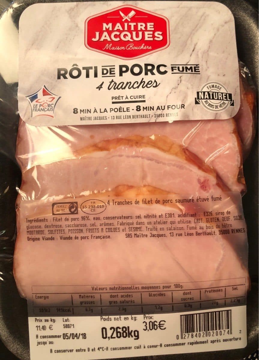 Open Food Facts Rôti de porc fumé packshot