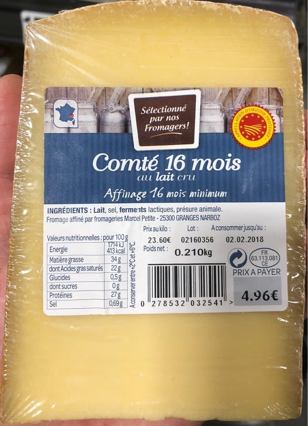 Leclerc Comté 16 mois au lait cru packshot