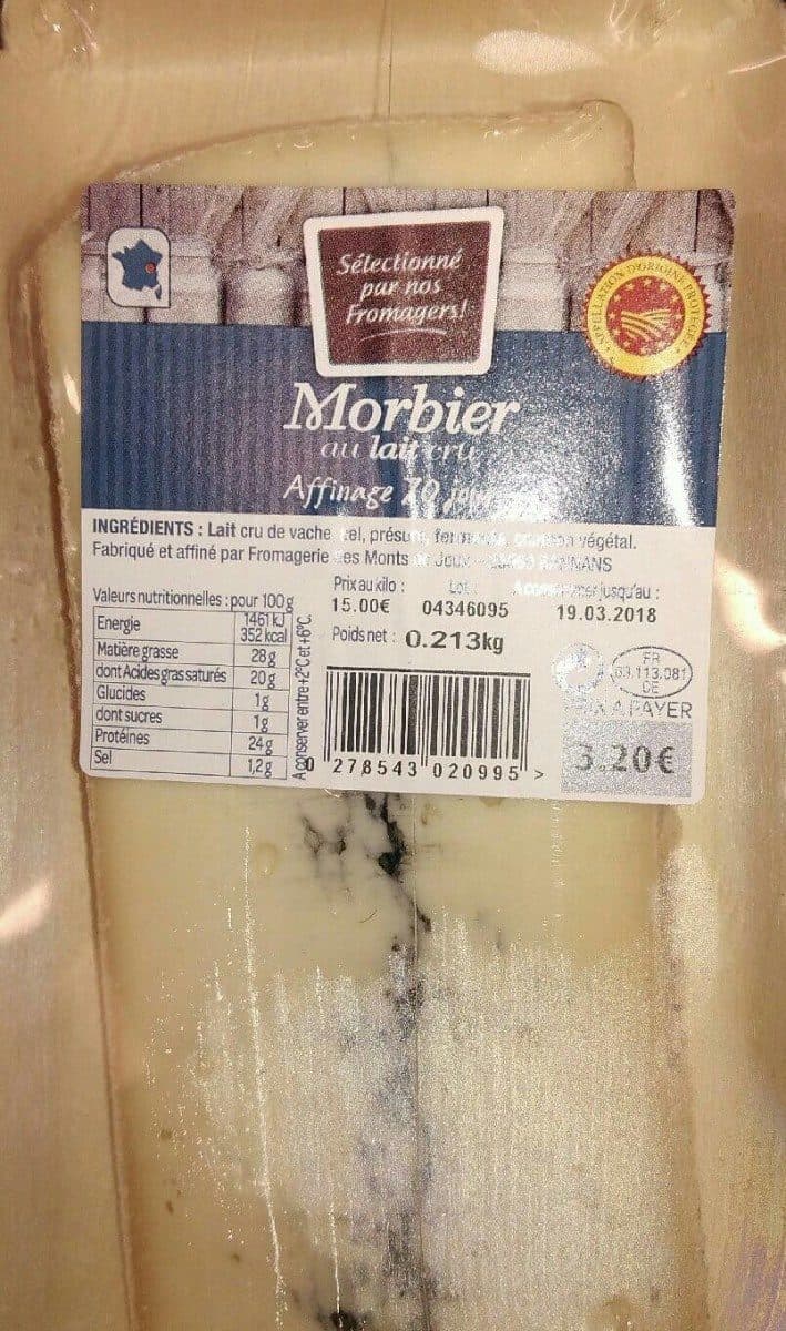 Open Food Facts Morbier au lait cru - affinage 70 jours packshot