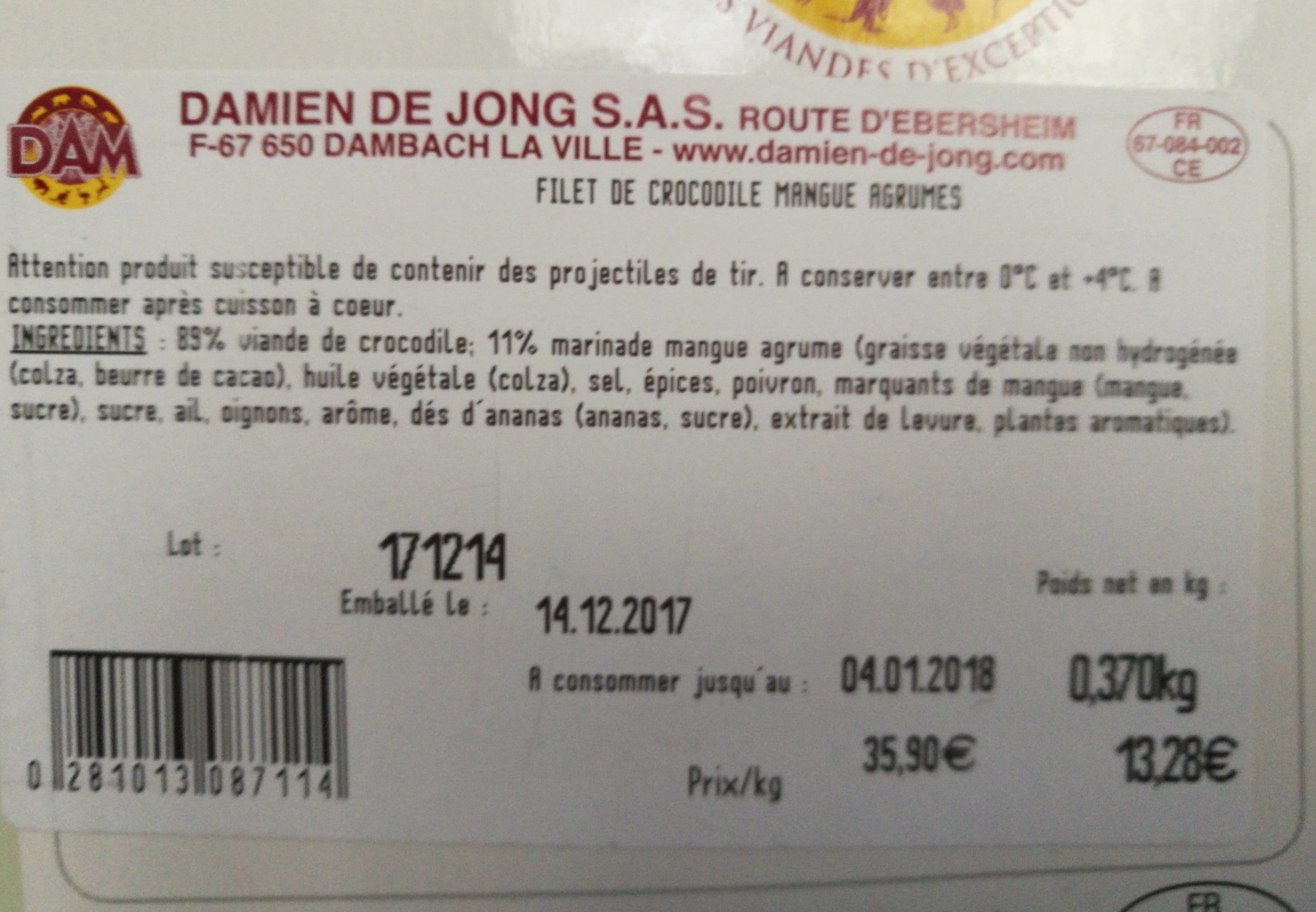 Dam Filet de crocodile à poêler packshot