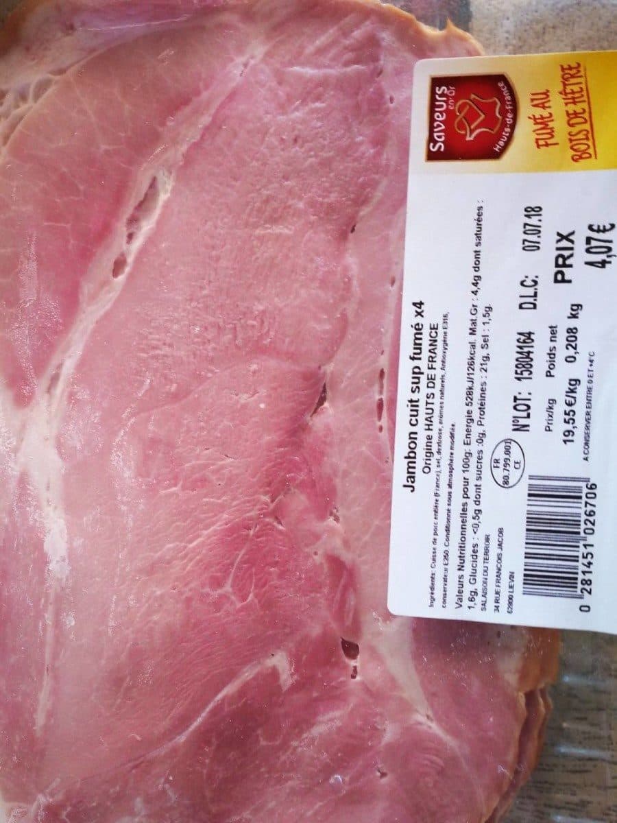 Open Food Facts Jambon cuit supérieur fumé x 4 packshot
