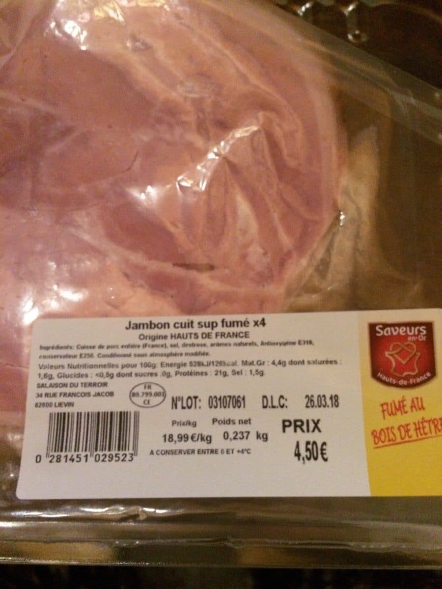Open Food Facts Jambon cuit sup fumé packshot