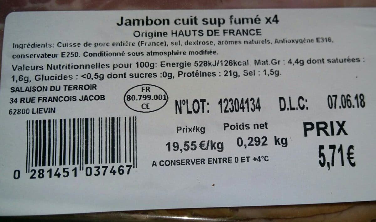 Open Food Facts Jambon cuit sup fumé packshot