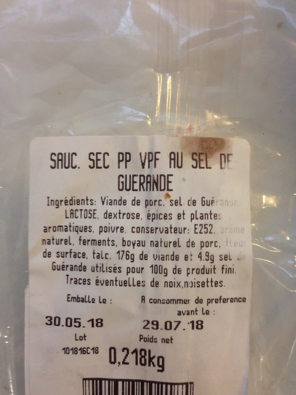 Open Food Facts Saucissin sec l'Angevin packshot
