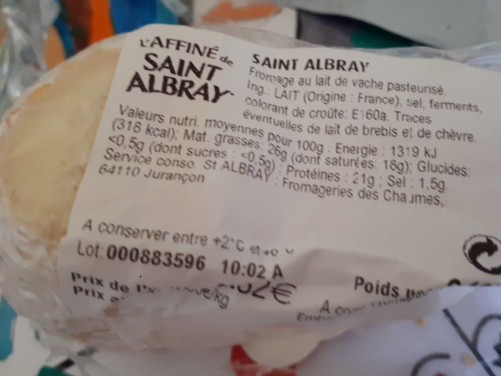 Saint Albray Fromage St Albray packshot