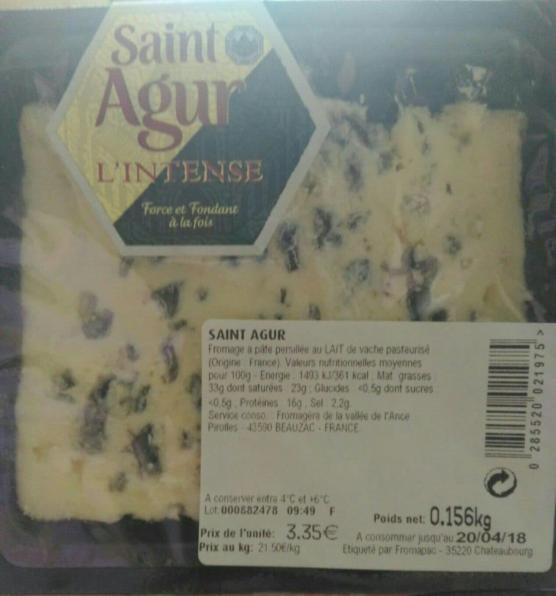 Saint Agur Saint-agur l'intense à la coupe packshot