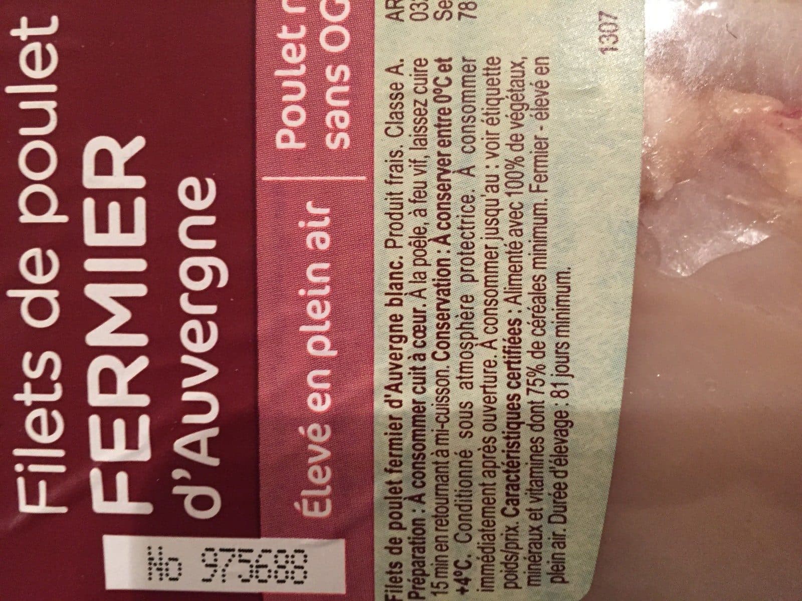 Open Food Facts Filets de poulet blanc Fermier d’Auvergne packshot