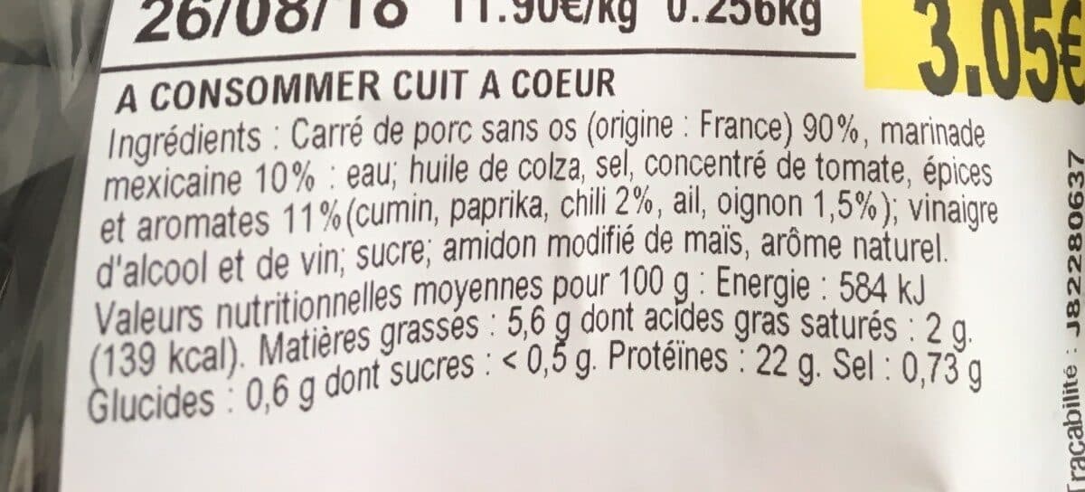 Open Food Facts les marinés porc mexicain packshot