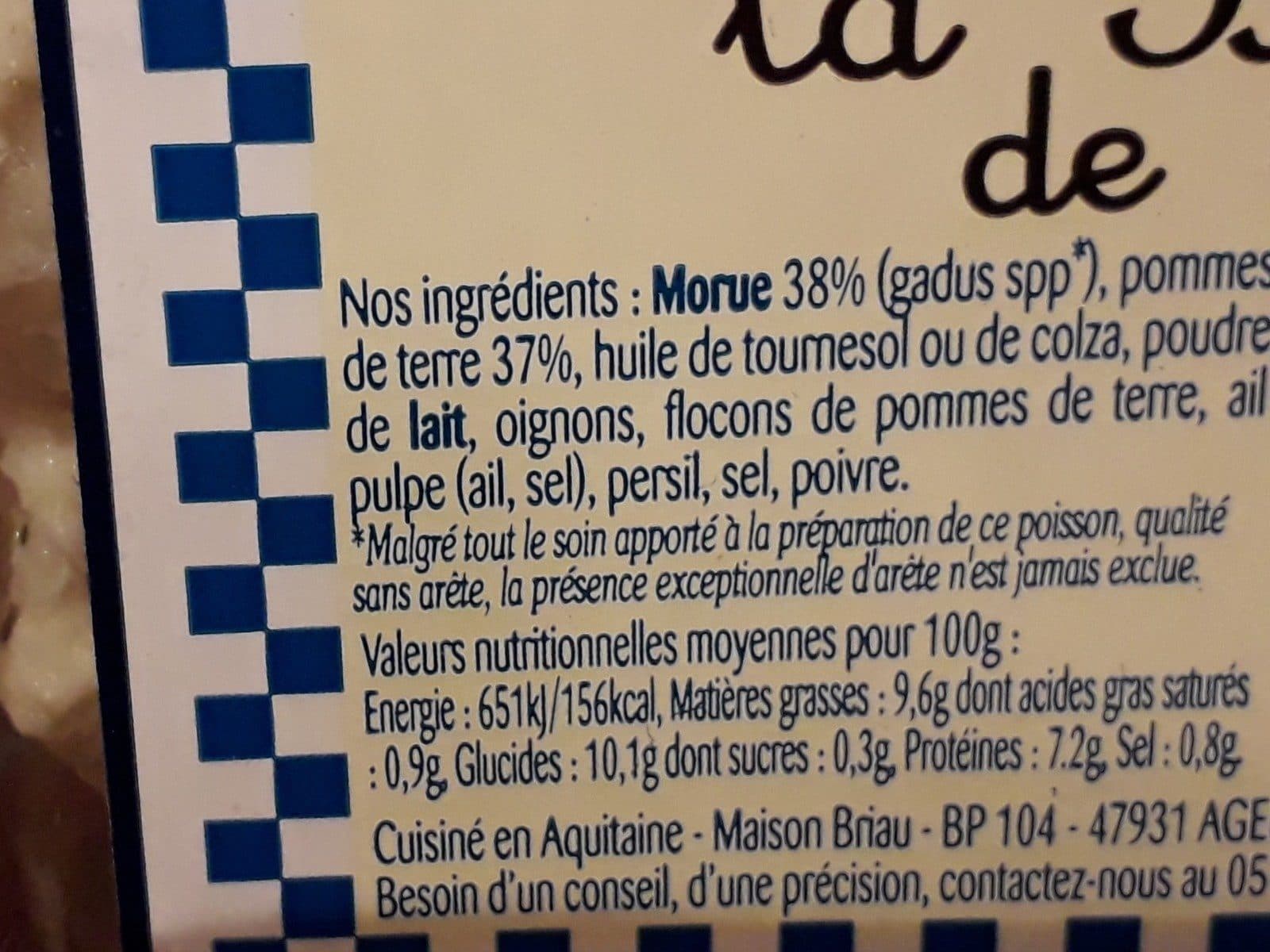 Open Food Facts La brandade de morue parmentière packshot