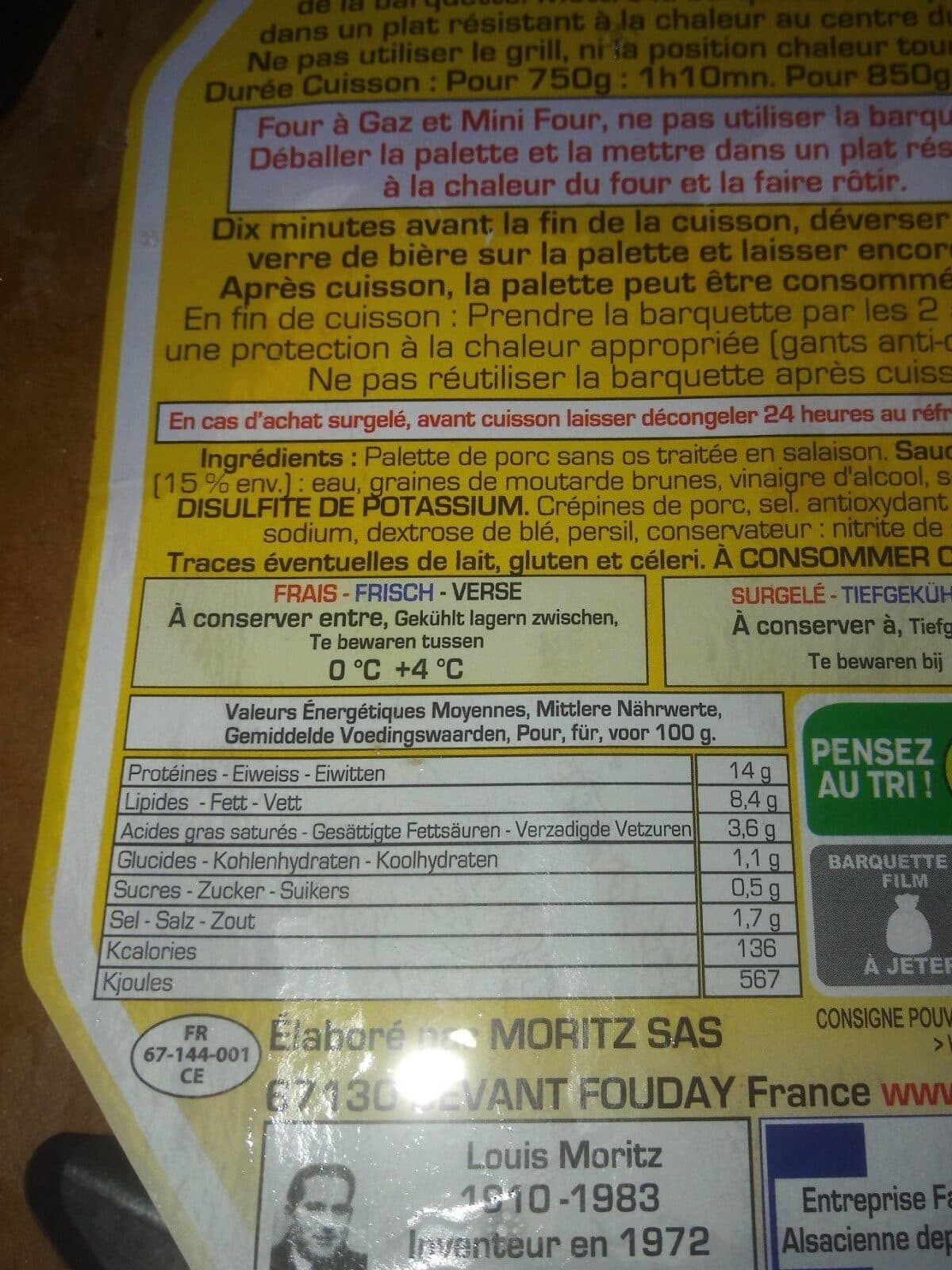 Open Food Facts Palette d'Alsace à la diable packshot