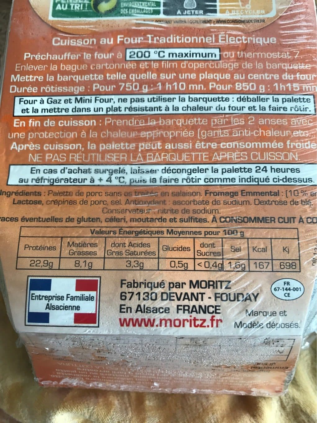 Moritz Palette de porc a l'emmental packshot