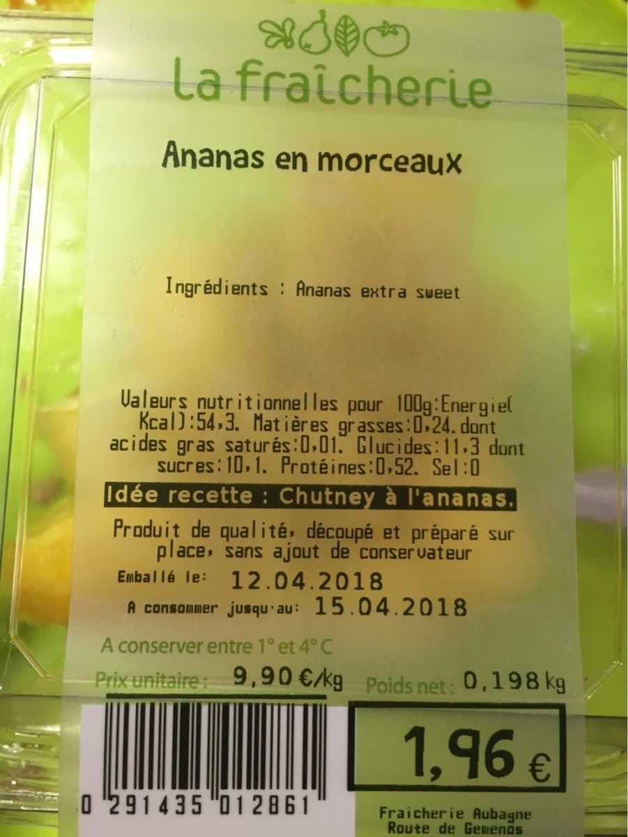 Open Food Facts Ananas en morceaux packshot