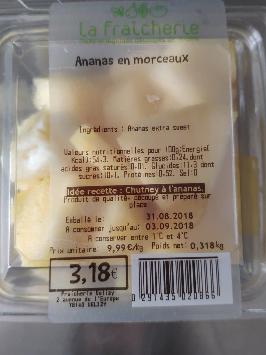 Open Food Facts Ananas en morceaux packshot
