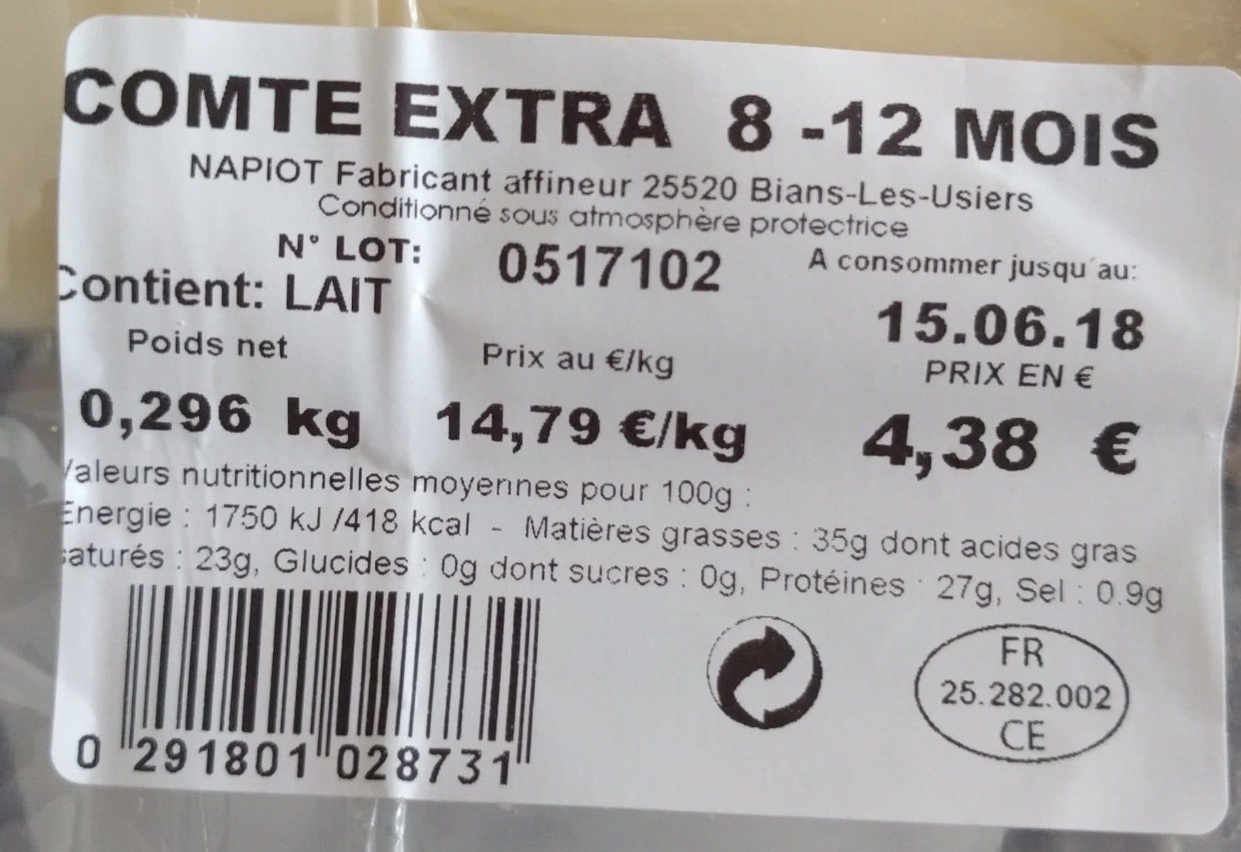Napiot Comté Napiot affinage 8 à 12 mois extra packshot