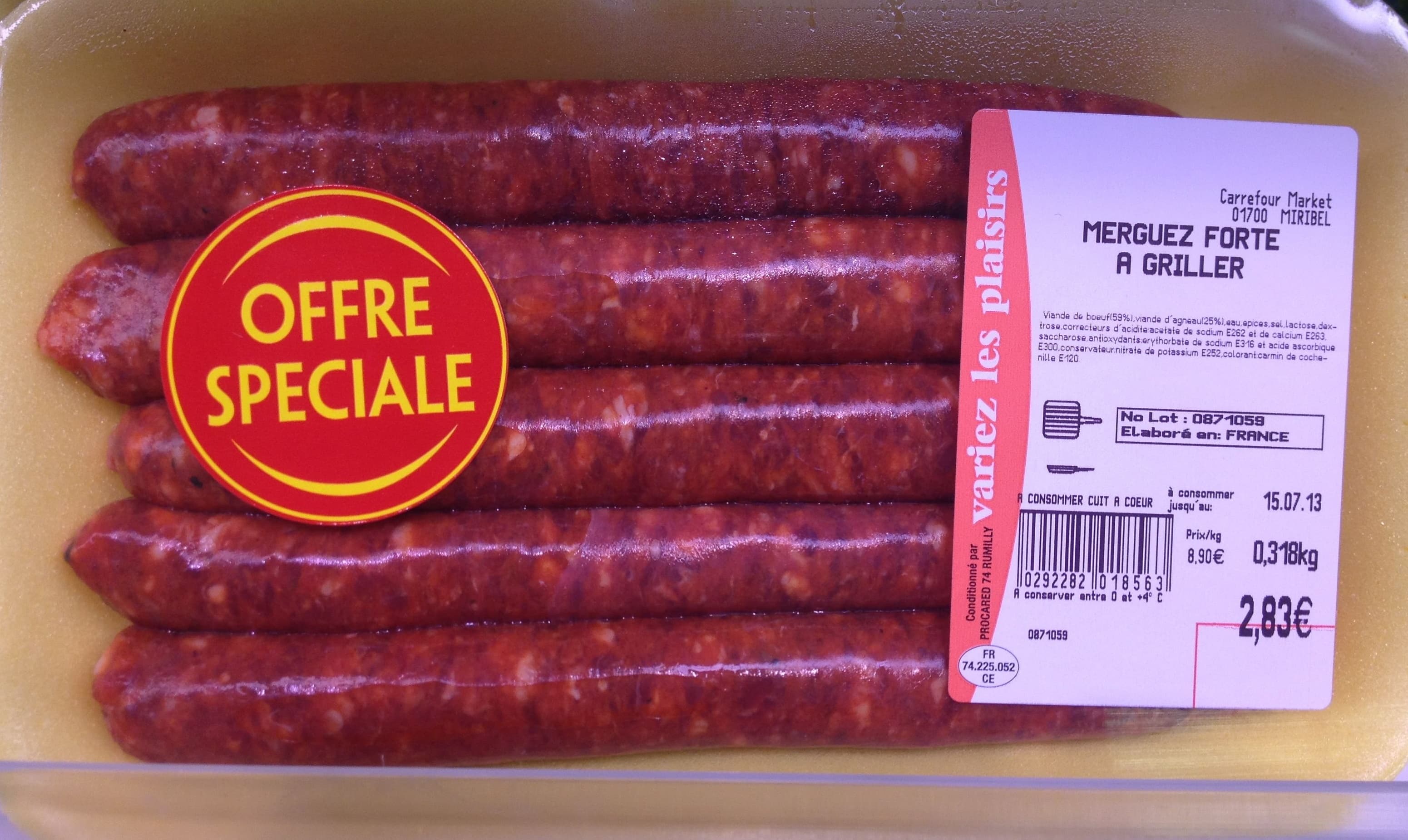 Carrefour Market Merguez forte à griller packshot
