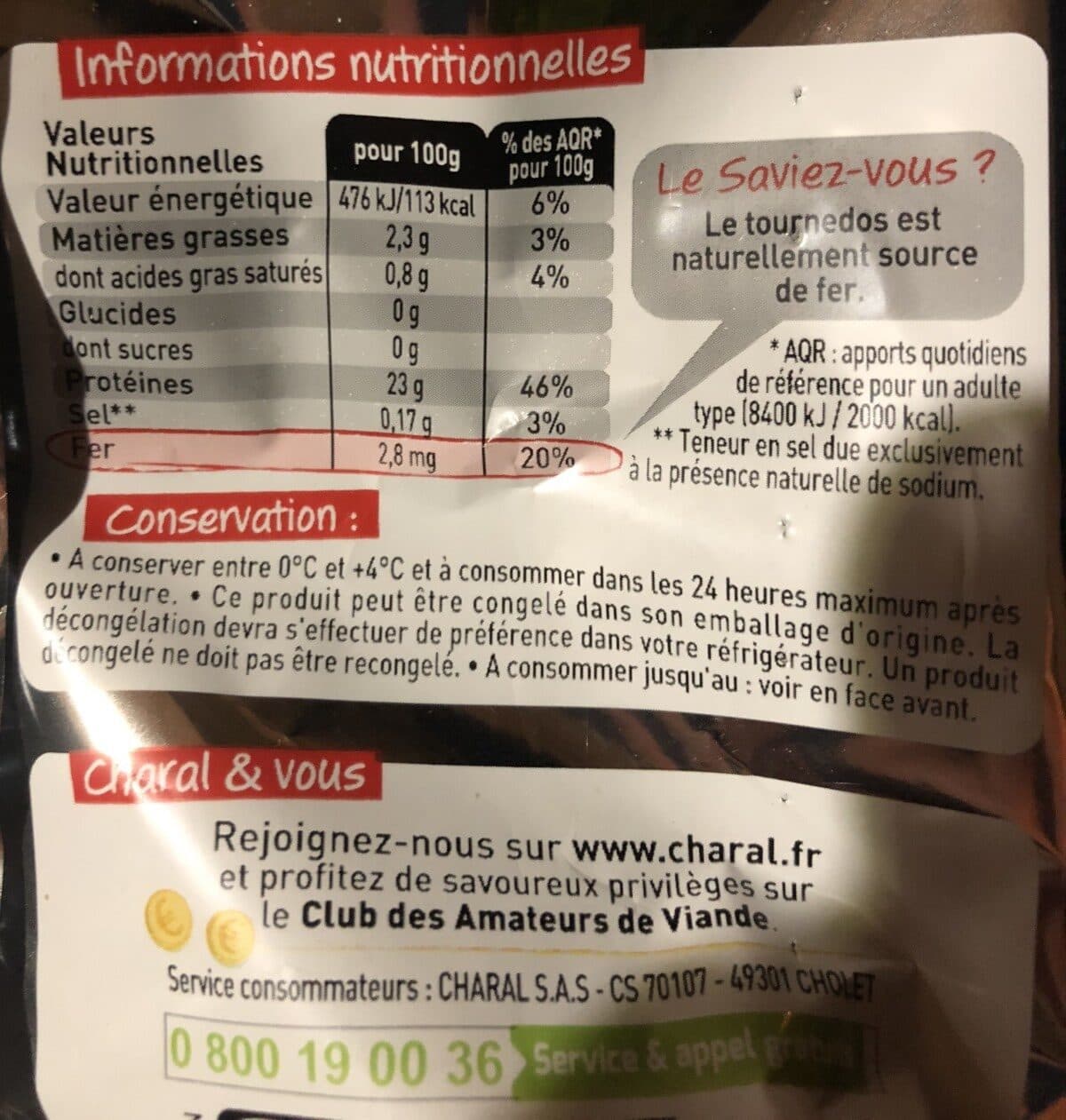 Charal Tournedos dans le filet packshot