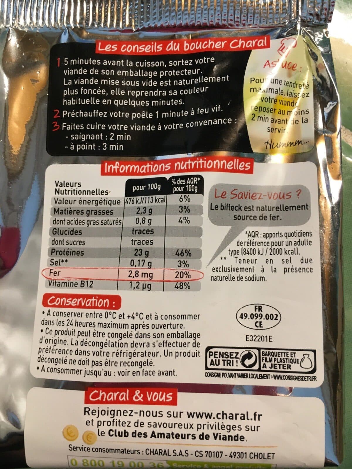 Charal Bifteck packshot