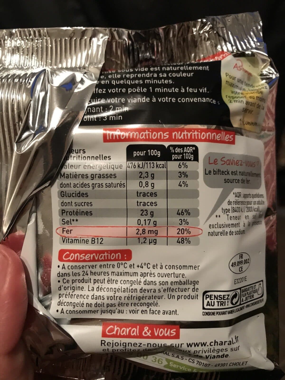 Charal Bifteck packshot
