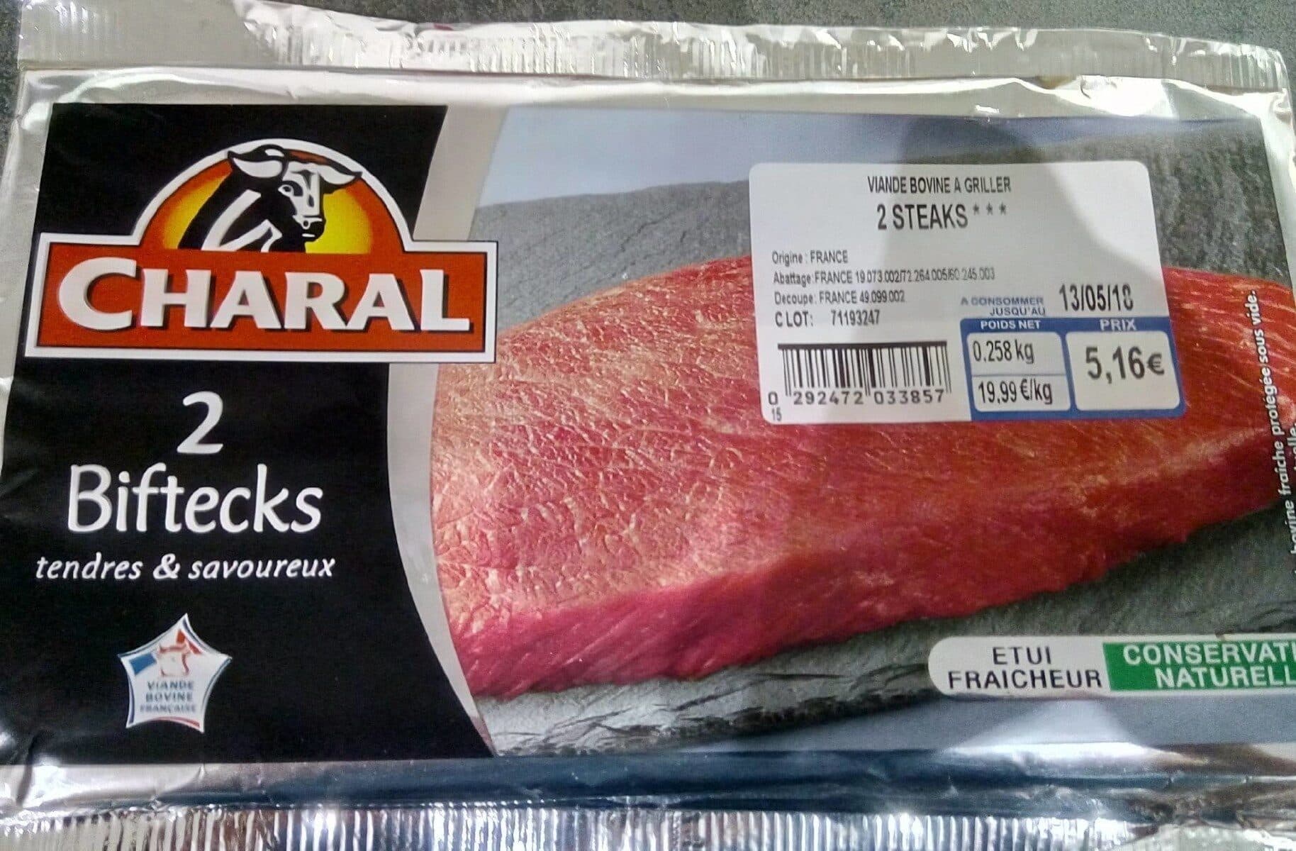 Charal 2 biftecks packshot