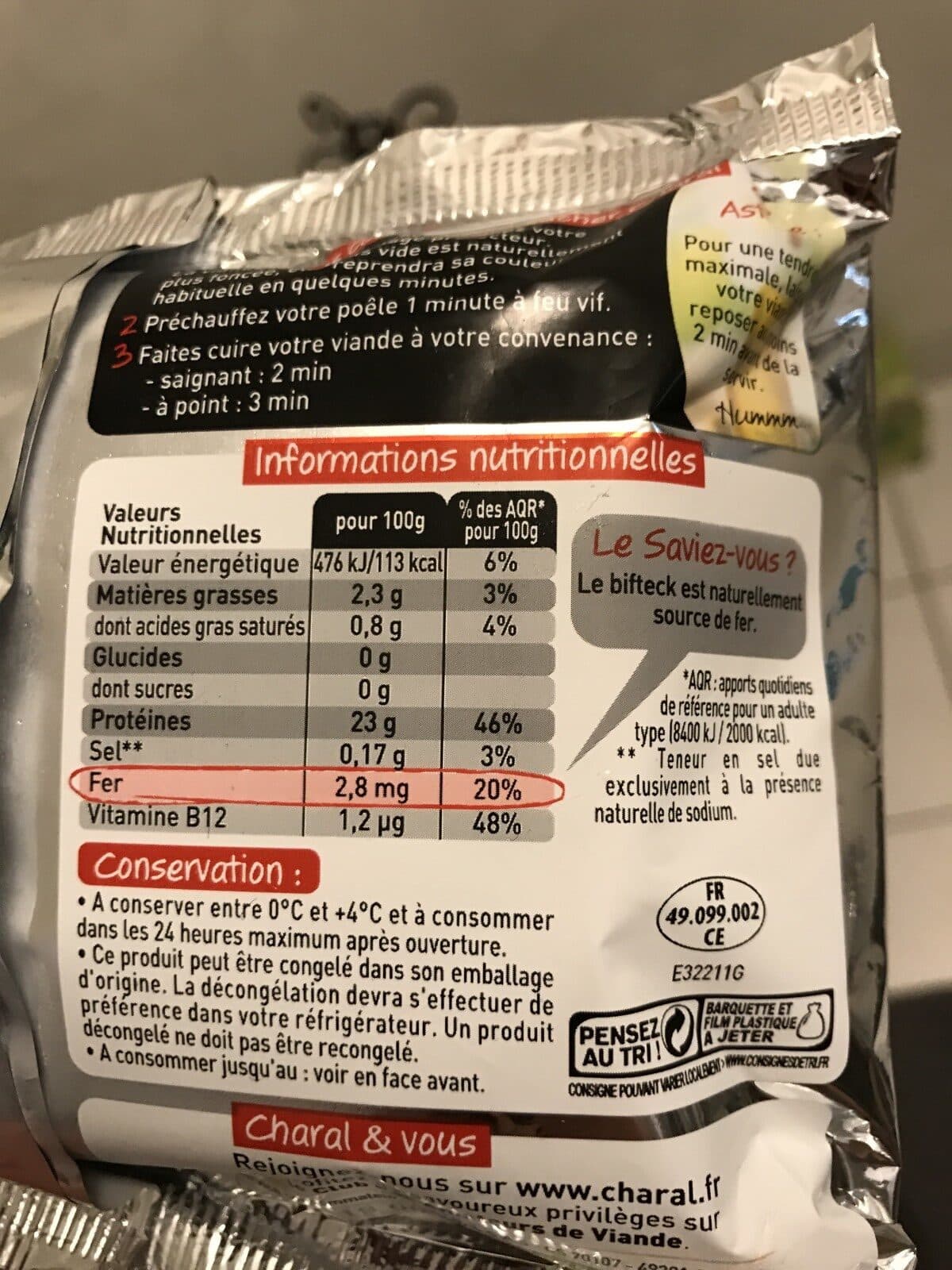 Charal Biftecks packshot