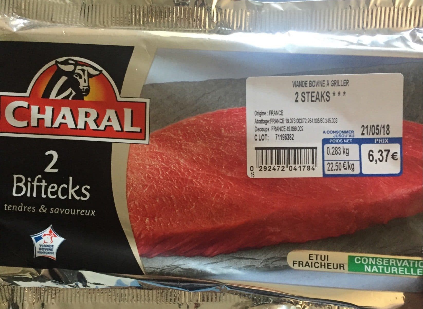 Charal 2 bifteacks packshot