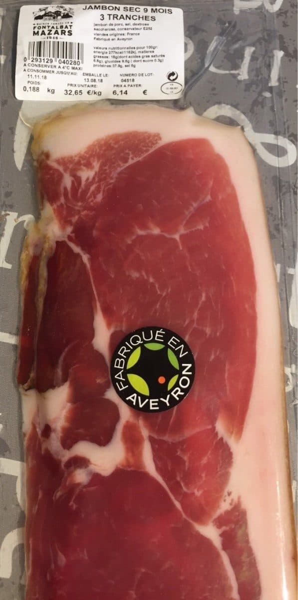 Open Food Facts Jambon sec 9mois packshot