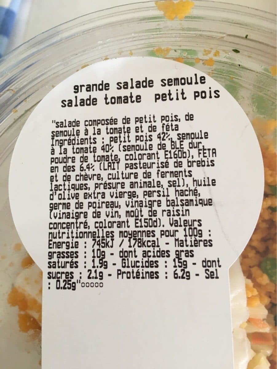Open Food Facts Salade semoule tomate petit pous packshot