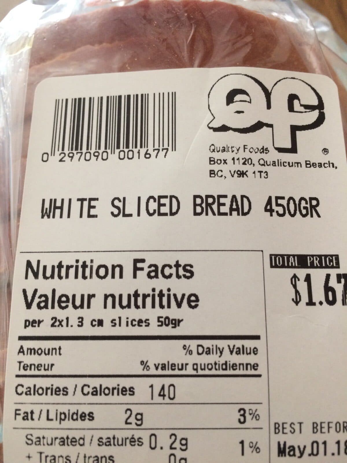 Open Food Facts White Sliced Bread 450g packshot