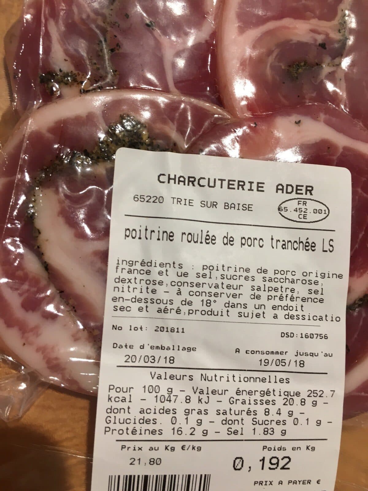 Open Food Facts Poitrine roulée de porc tranchee packshot