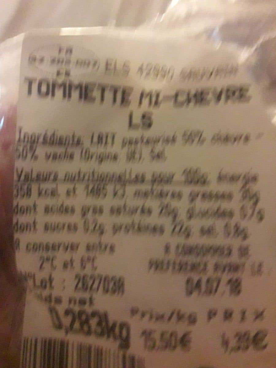 Open Food Facts Tommette mi-chèvre packshot