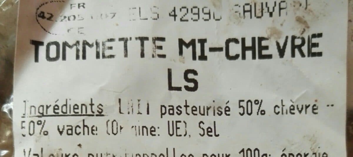 Open Food Facts Tomette mi-chèvre packshot