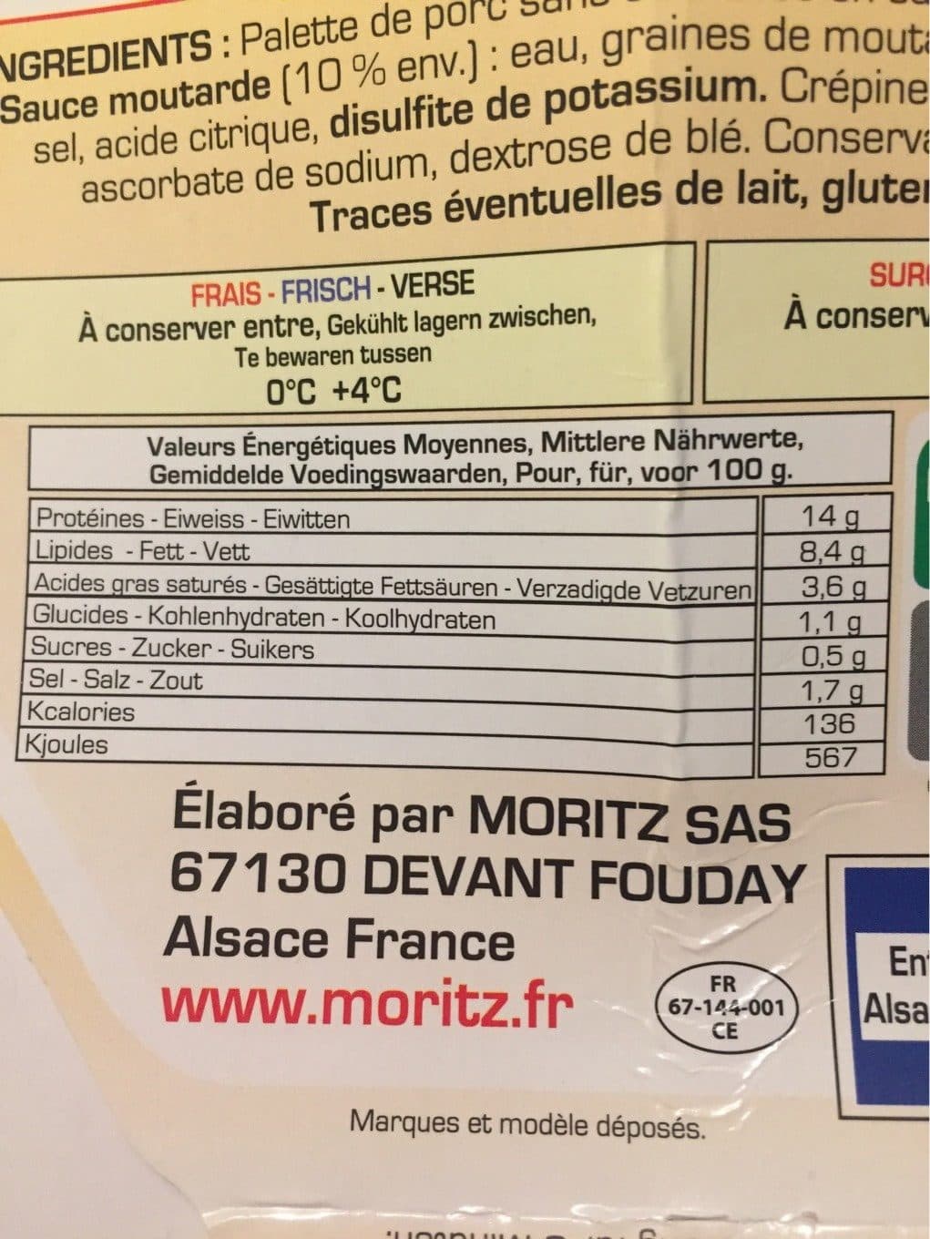 Moritz L’authentique palette a la diable rotie d’alsace packshot